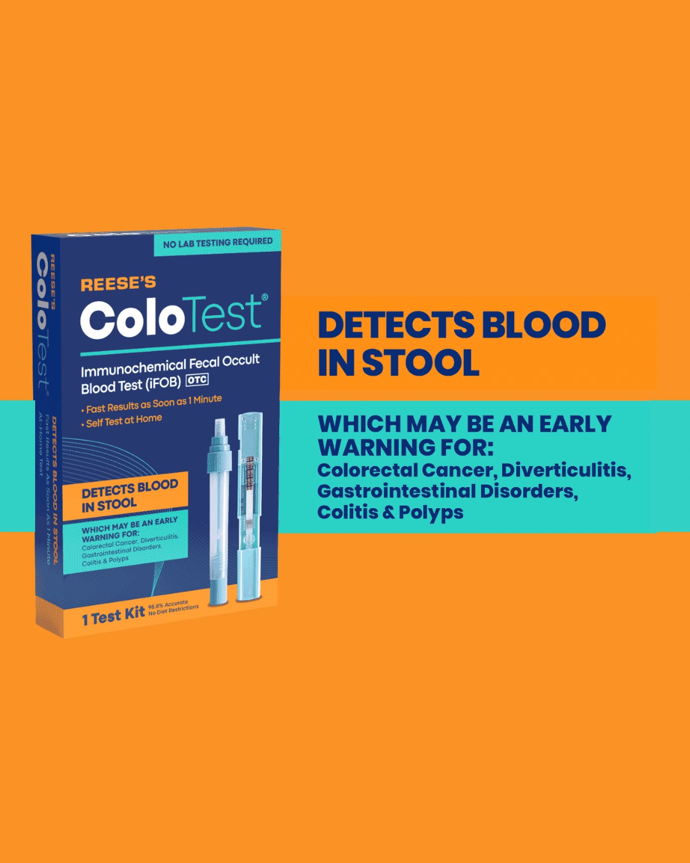 ColoTest® is an at-home FIT test that screens for hidden blood in stool—an important early indicator of colorectal cancer and other gastrointestinal conditions. No prep. No dietary restrictions. Results in minutes.